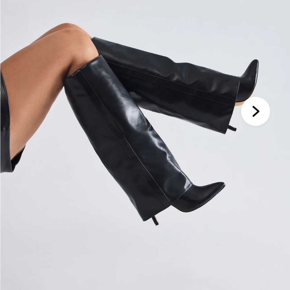 Fashion Nova Black Leather Heel Boots